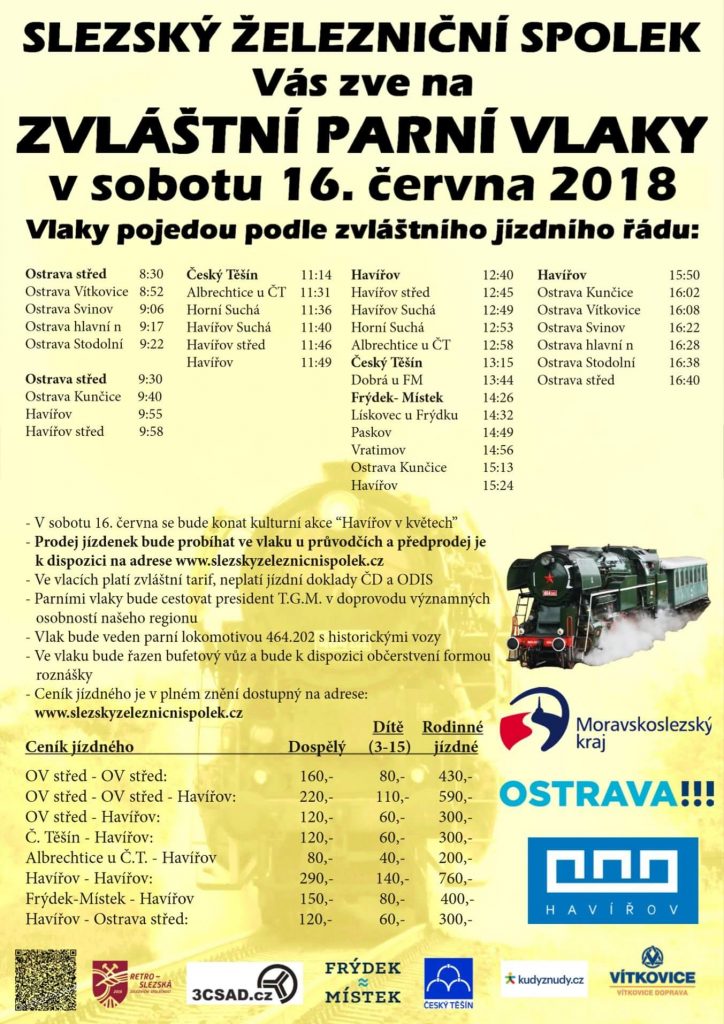 Nie przegap: Pociąg parowy odwiedzi Havirzów i Ostrawę!